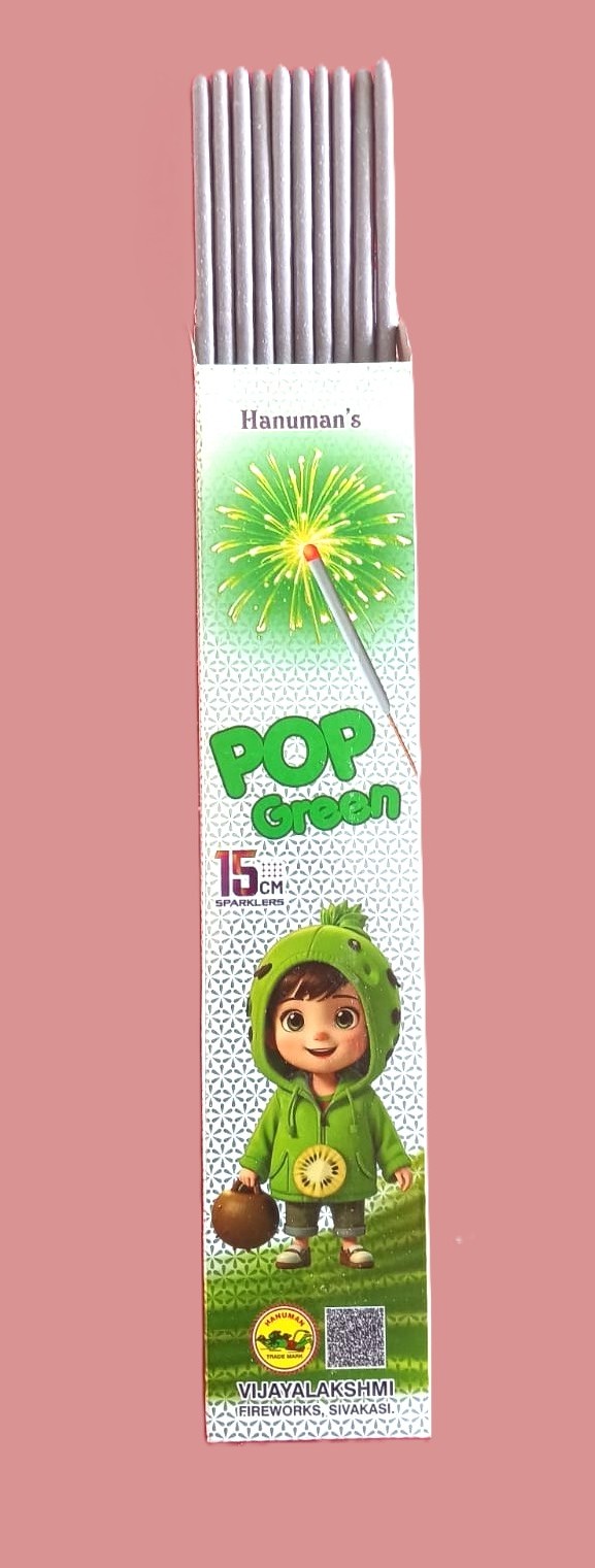 15 Cm Pop Green Sparklers (10 Pcs)
